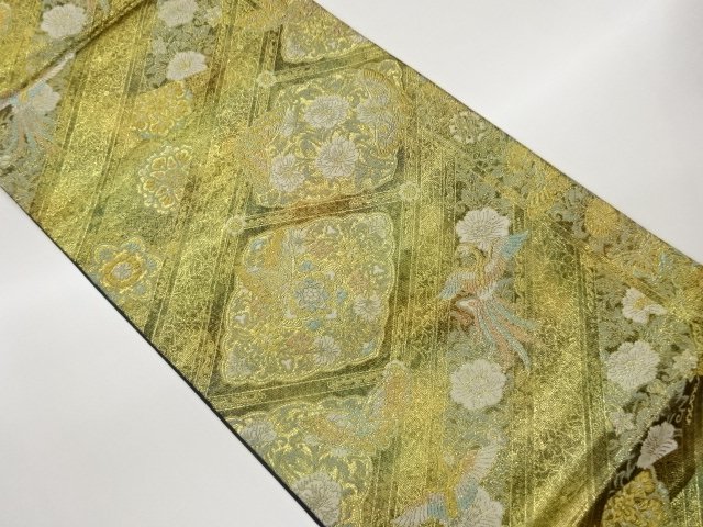 JAPANESE KIMONO / FUKURO OBI / WOVEN PHOENIX & FLOWER 